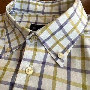 Scott Barber | Button Down Collar Purple and lime Green Check Size XL